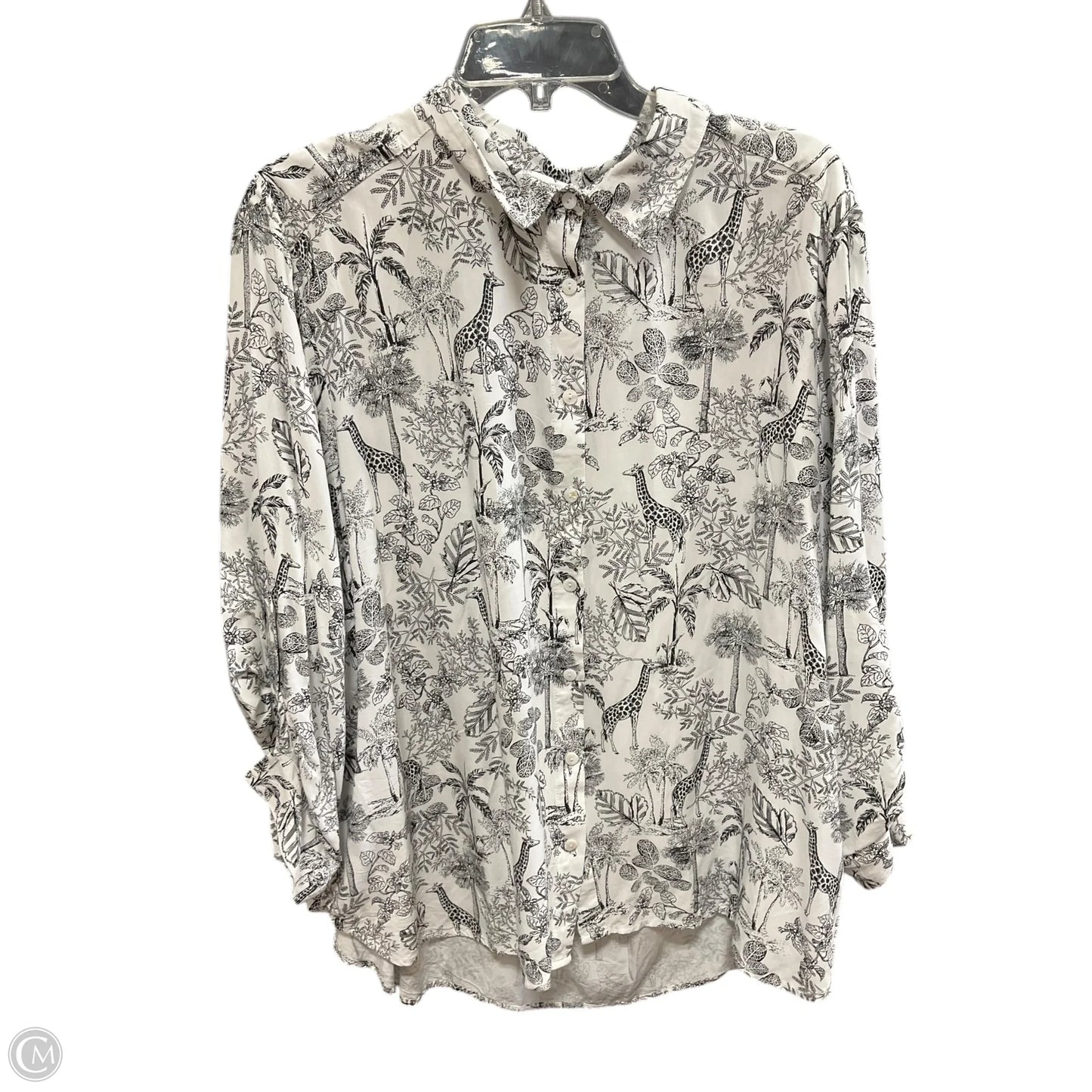 Blouse Long Sleeve By Jane And Delancey In Black & White, Size: 1x