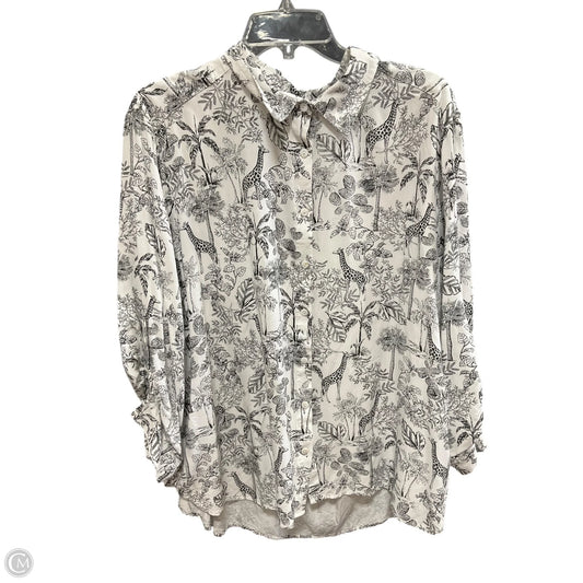 Blouse Long Sleeve By Jane And Delancey In Black & White, Size: 1x
