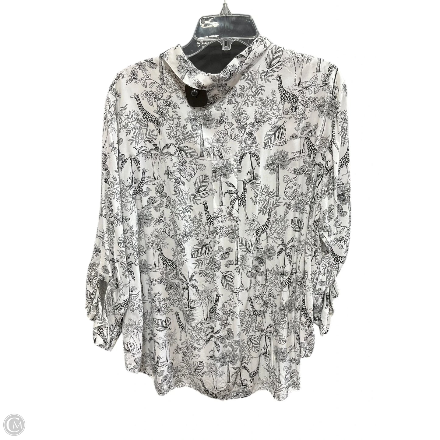 Blouse Long Sleeve By Jane And Delancey In Black & White, Size: 1x