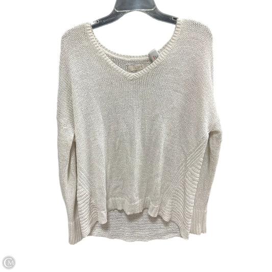 Top Long Sleeve By Loft In White, Size: L