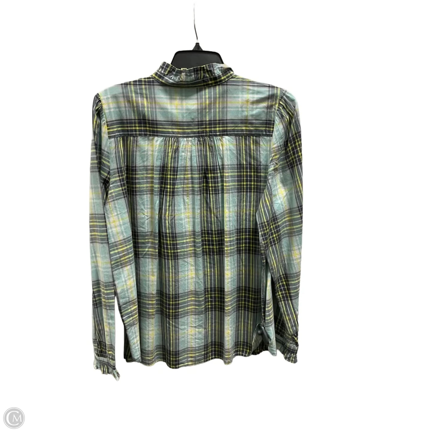 Blouse Long Sleeve By Loft In Plaid Pattern, Size: L