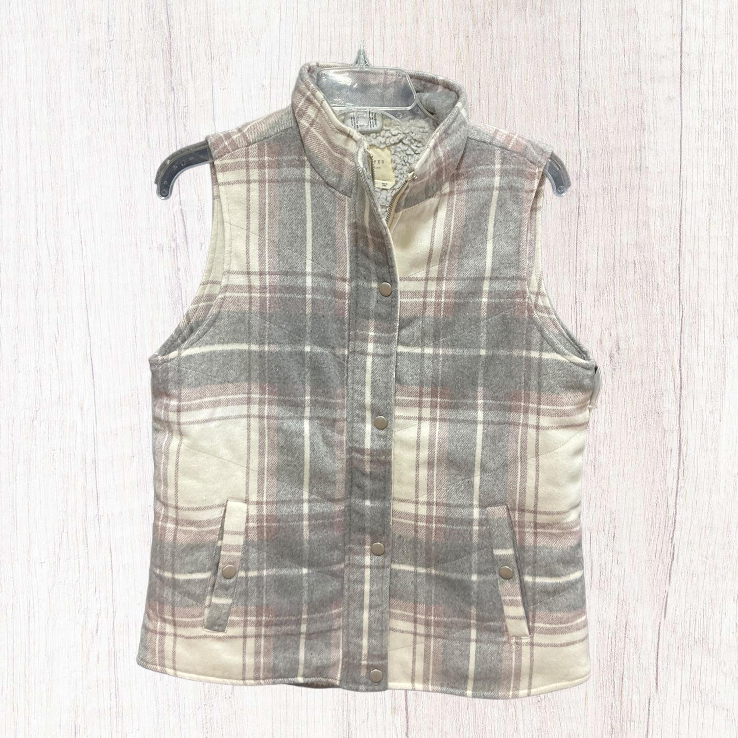 Vest Faux Fur & Sherpa By Harper In Plaid Pattern, Size: S