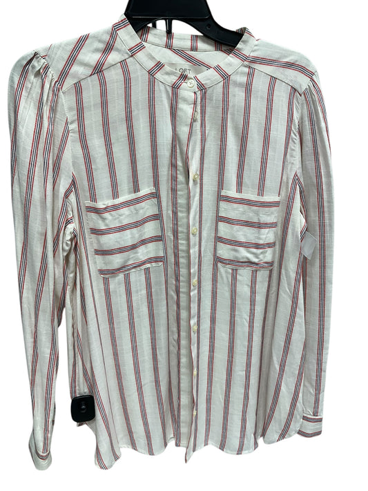 Blouse Long Sleeve By Loft In Striped Pattern, Size: M