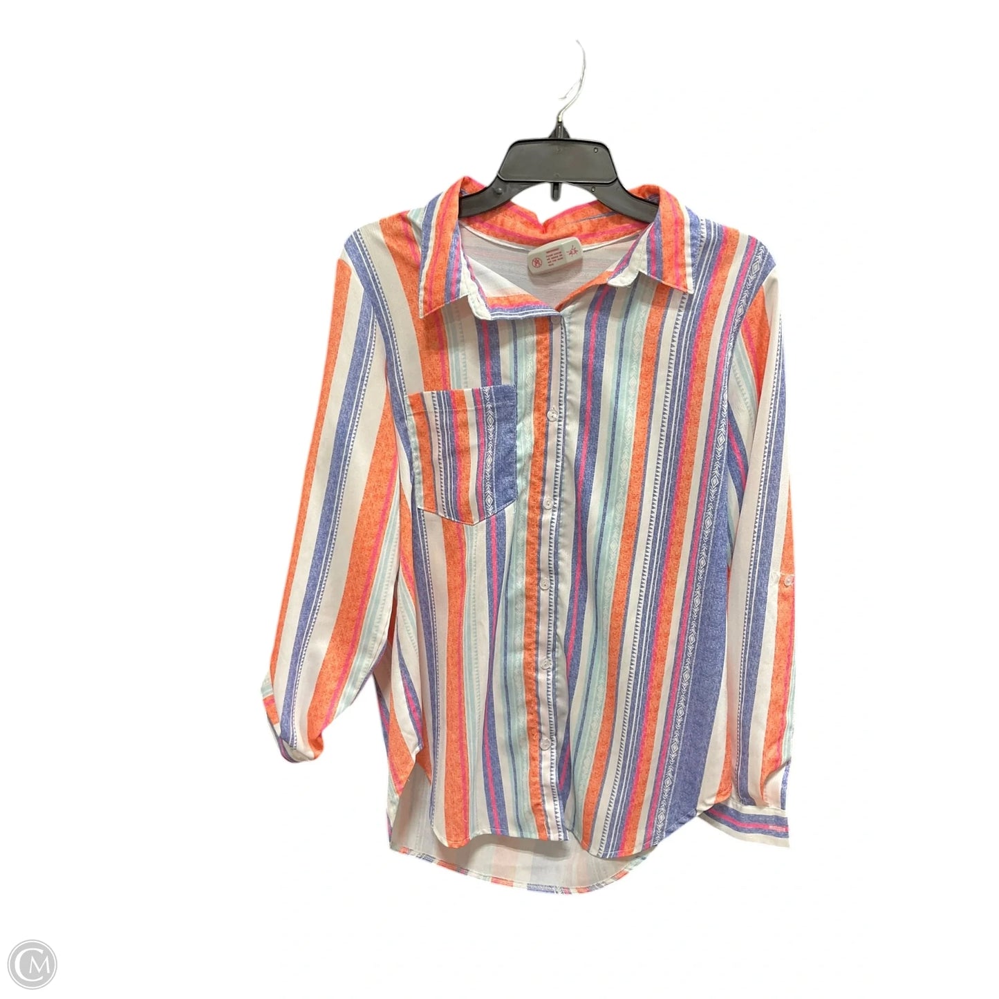 Blouse Long Sleeve By Talbots In Pink & White, Size: 8