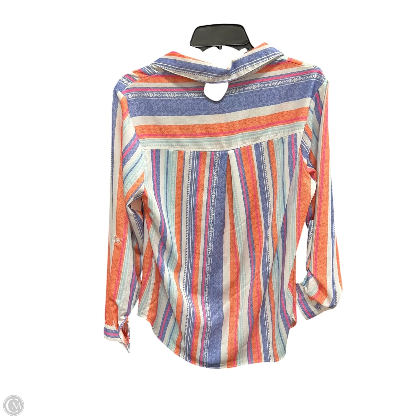 Blouse Long Sleeve By Talbots In Pink & White, Size: 8