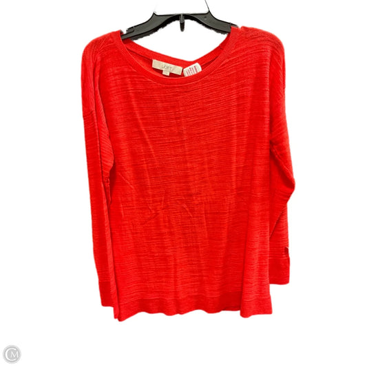 Top Long Sleeve By Loft In Red, Size: L