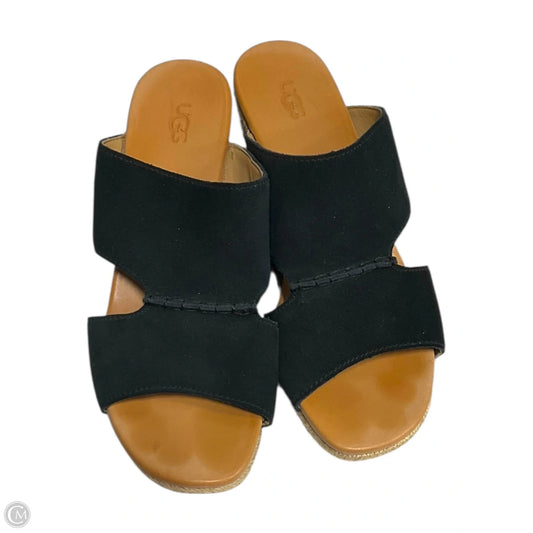 Sandals Designer By Ugg In Black & Tan, Size: 8.5