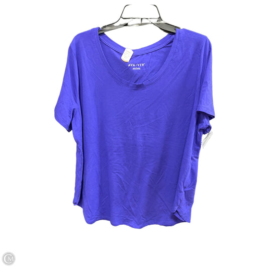 Top Short Sleeve By Ava & Viv In Navy, Size: 1x