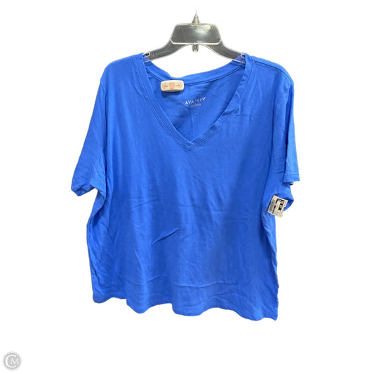 Top Short Sleeve By Ava & Viv In Blue, Size: 1x