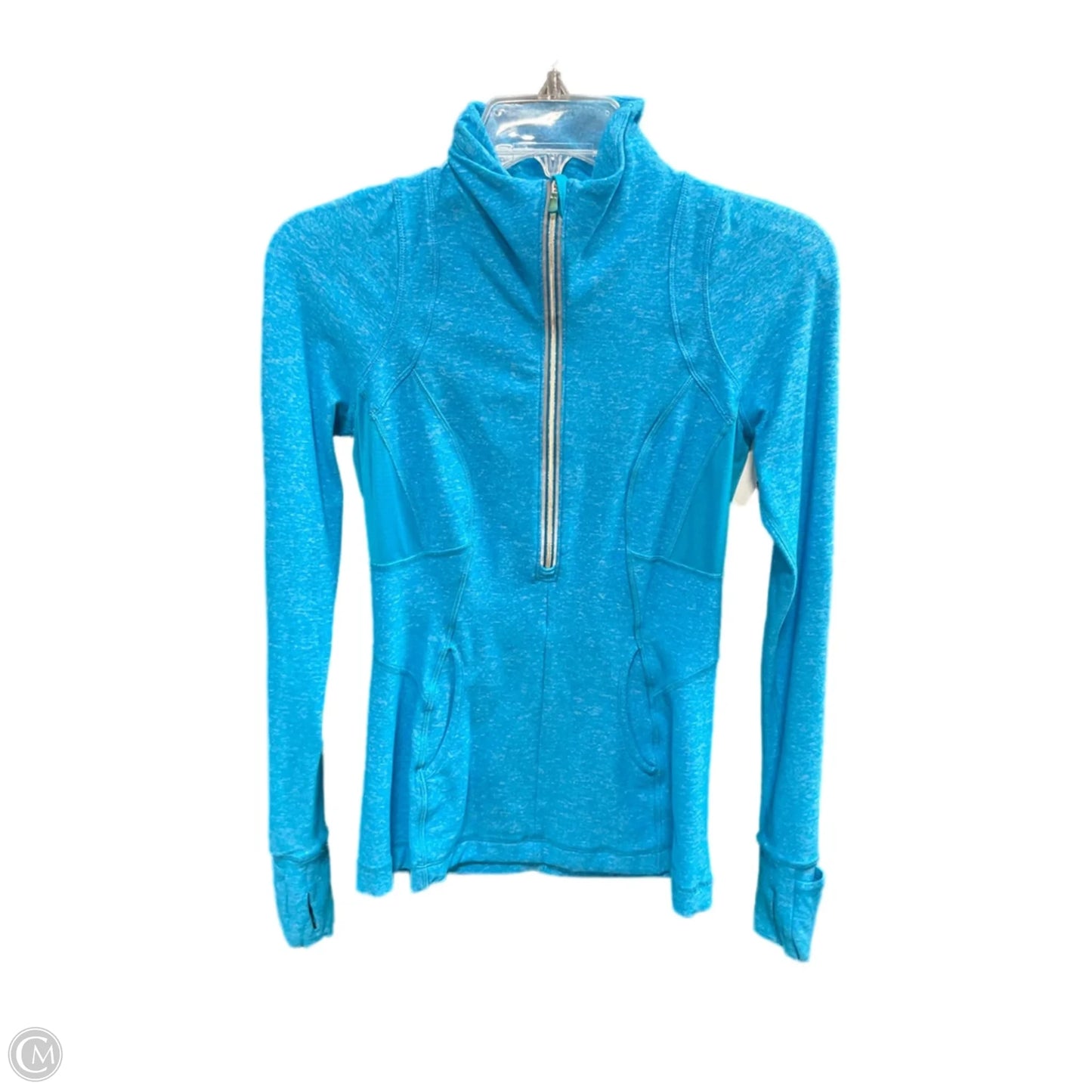 Athletic Top Long Sleeve Collar By Lululemon In Blue, Size: 4