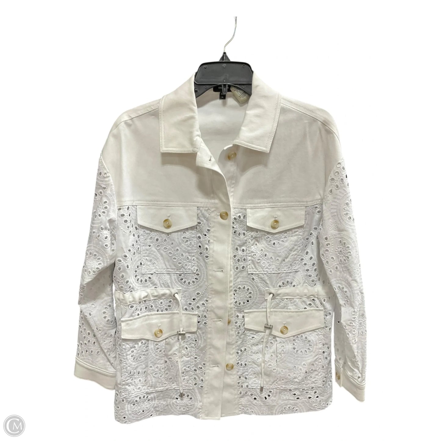 Jacket Denim By Express In White, Size: Xs