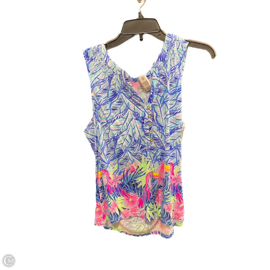 Top Sleeveless Designer By Lilly Pulitzer In Blue & Pink, Size: L