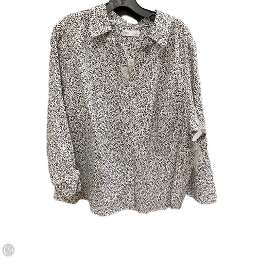 Blouse Long Sleeve By Croft And Barrow In Black & White, Size: 2x