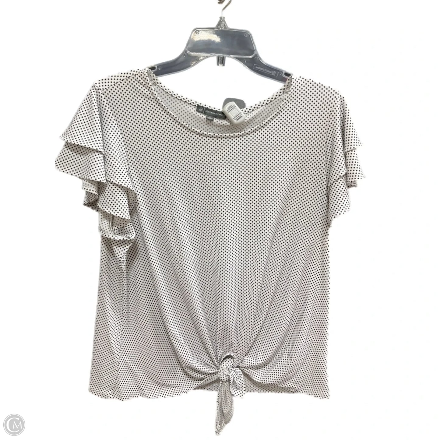 Top Short Sleeve By Adrianna Papell In Polkadot Pattern, Size: L