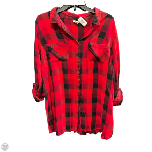 Blouse 3/4 Sleeve By Cato In Black & Red, Size: 2x