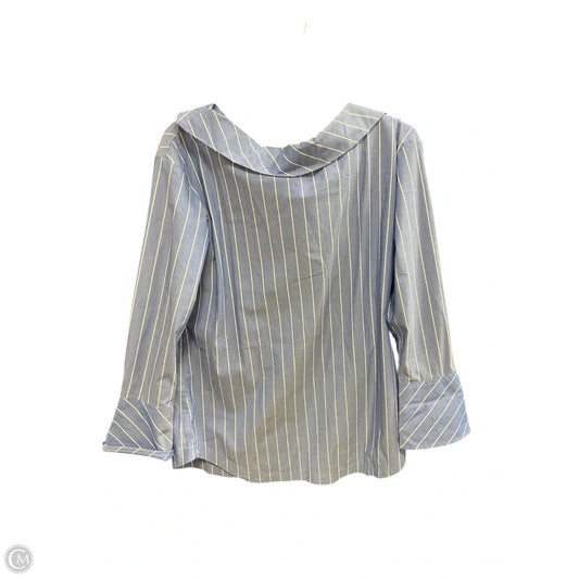 Blouse Long Sleeve By Banana Republic In Blue & White, Size: S