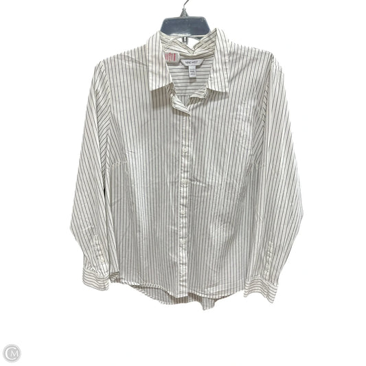 Blouse Long Sleeve By Nine West In Striped Pattern, Size: Xxl