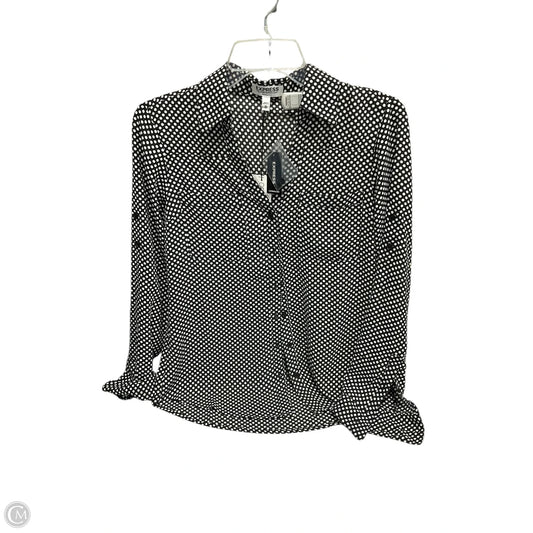 Blouse Long Sleeve By Express In Black & White, Size: Xs