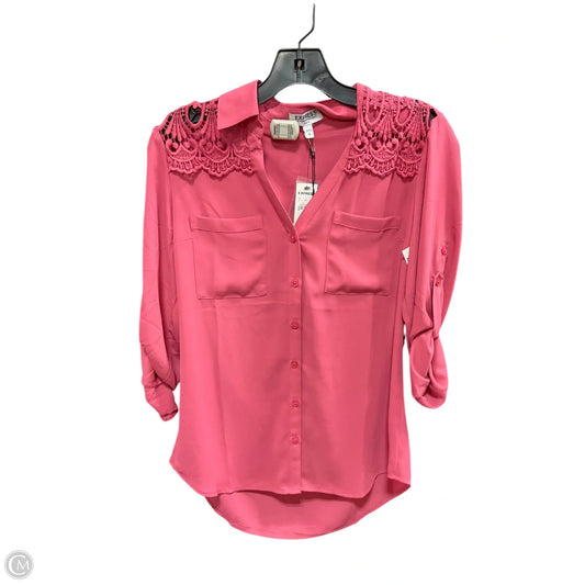 Blouse Long Sleeve By Express In Pink, Size: S