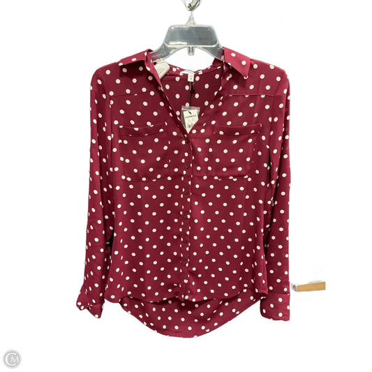 Blouse Long Sleeve By Express In Polkadot Pattern, Size: Xs