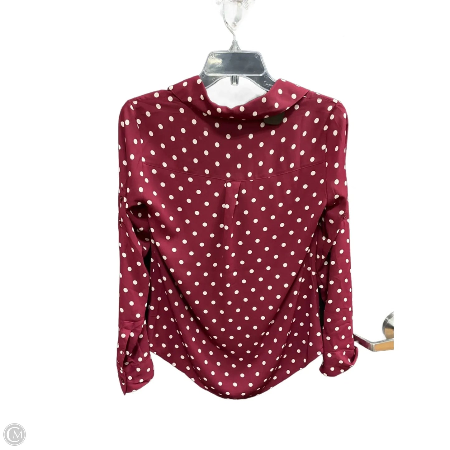 Blouse Long Sleeve By Express In Polkadot Pattern, Size: Xs