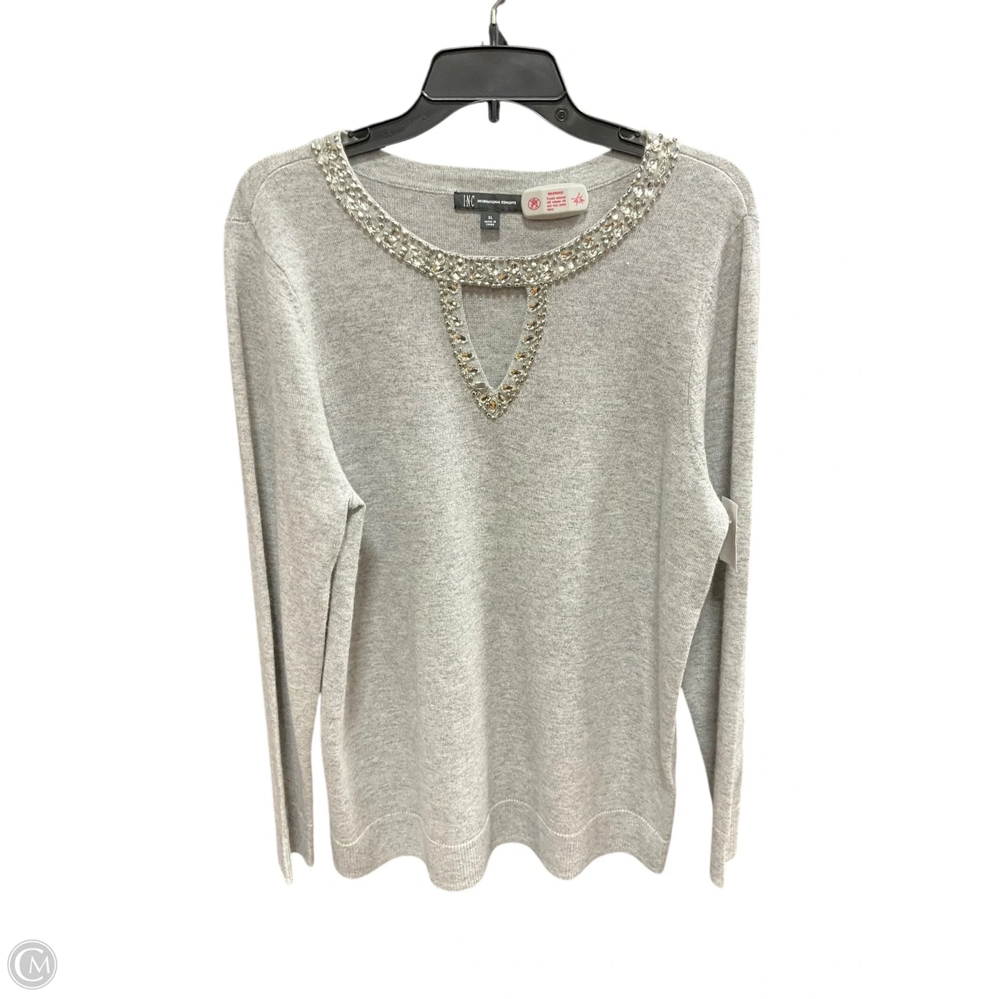 Top Long Sleeve By Inc In Grey, Size: Xl