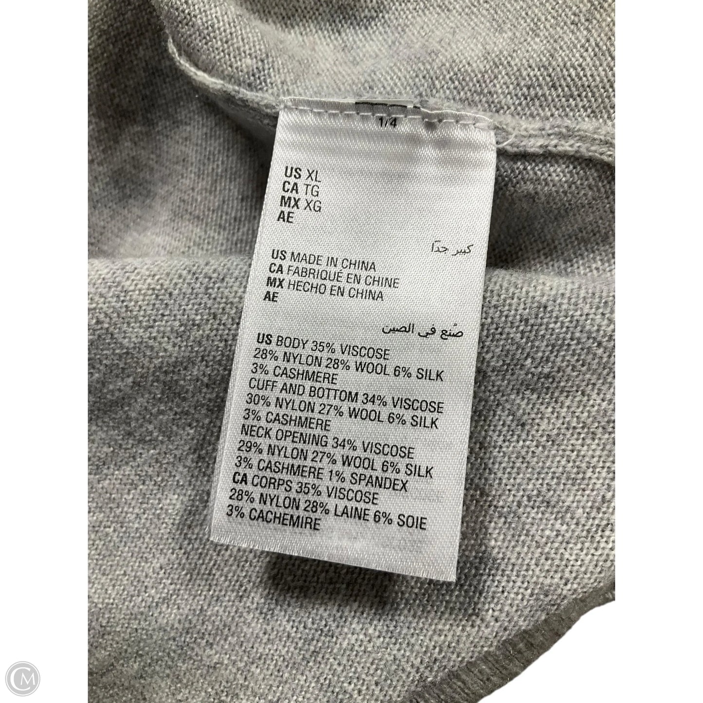 Top Long Sleeve By Inc In Grey, Size: Xl