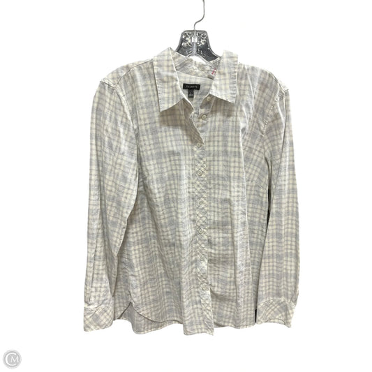 Blouse Long Sleeve By Talbots In Grey & White, Size: L