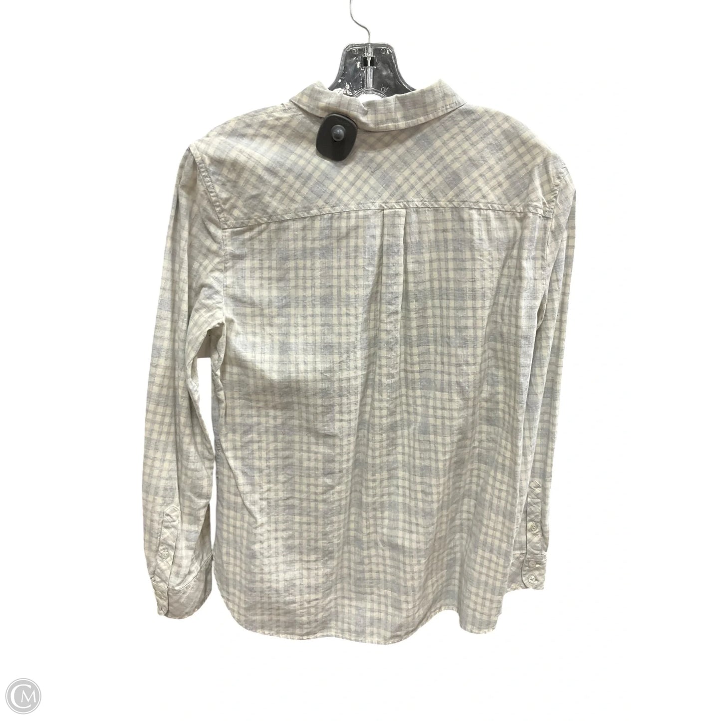 Blouse Long Sleeve By Talbots In Grey & White, Size: L