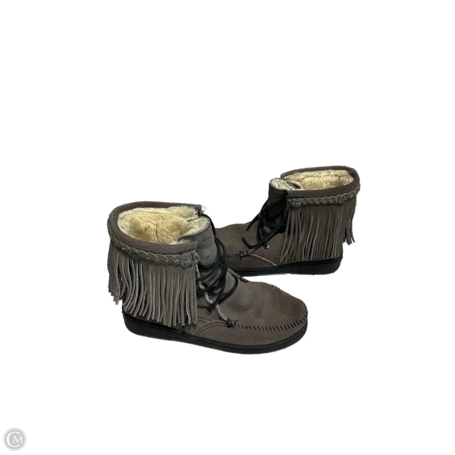 Boots Ankle Flats By Minnetonka In Grey, Size: 8