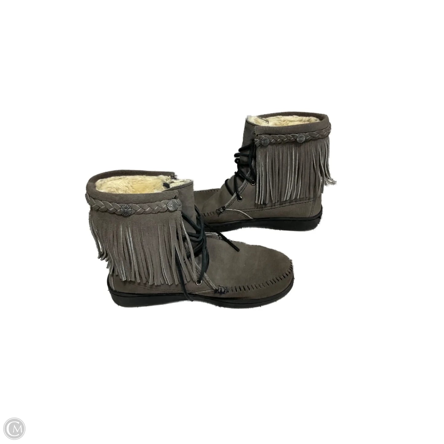 Boots Ankle Flats By Minnetonka In Grey, Size: 8