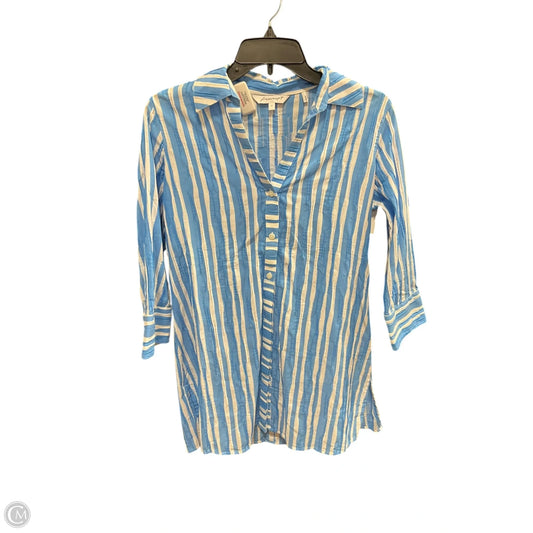 Blouse Long Sleeve By Foxcroft In Blue, Size: 4
