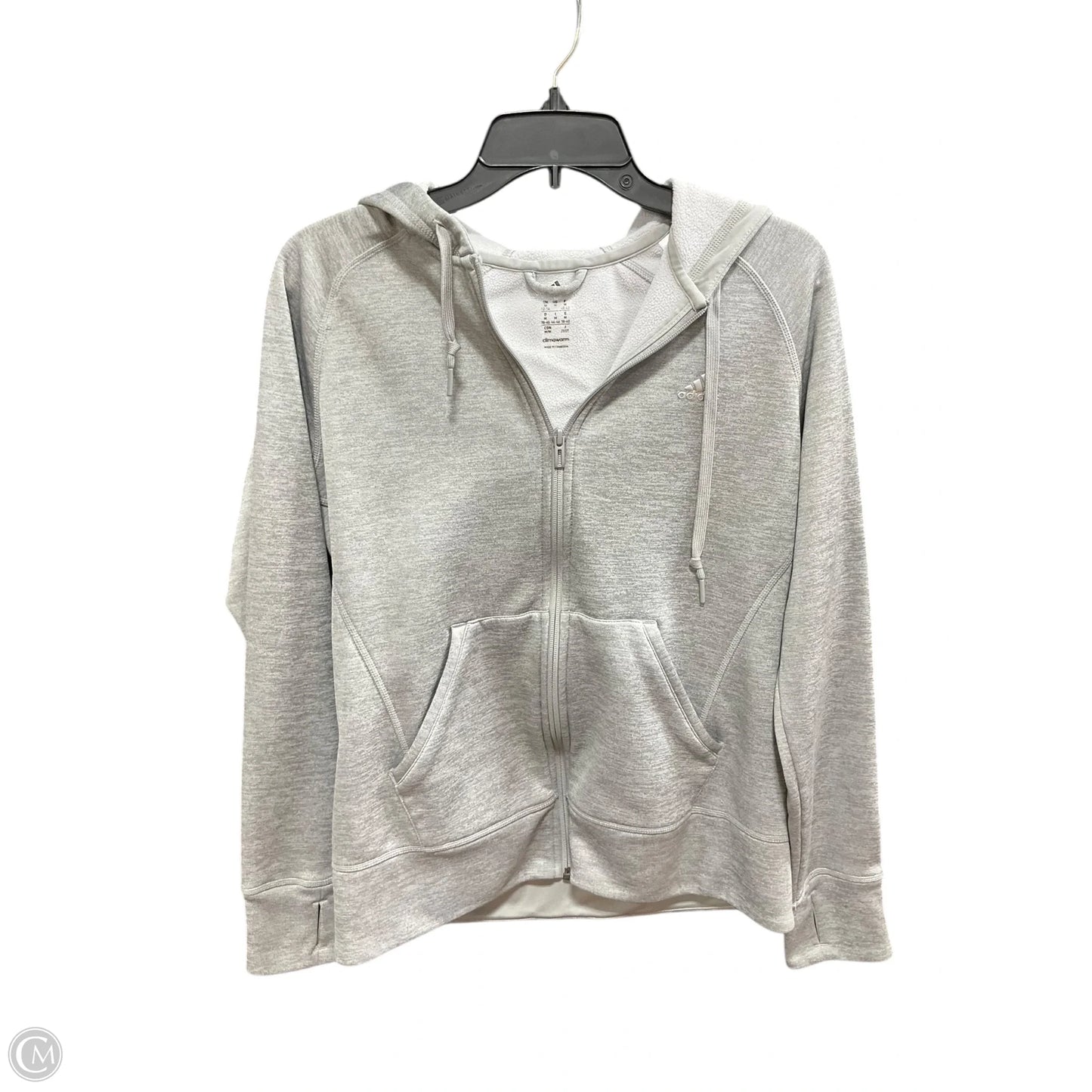 Athletic Jacket By Adidas In Grey, Size: M
