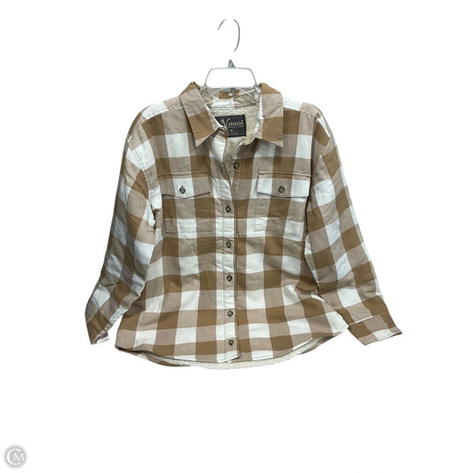 Jacket Puffer & Quilted By Natural Reflections In Tan & White, Size: M