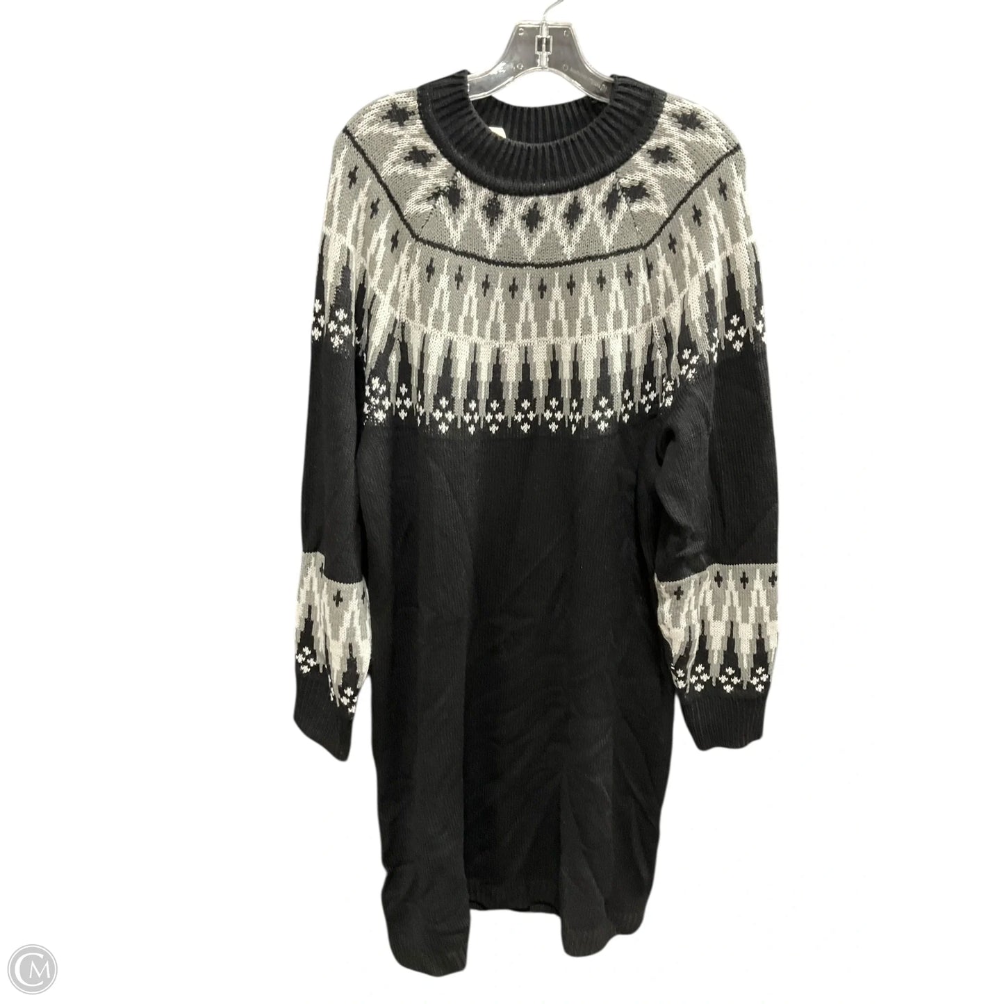 Dress Sweater By Clothes Mentor In Black & Grey, Size: 2x
