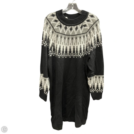 Dress Sweater By Clothes Mentor In Black & Grey, Size: 2x