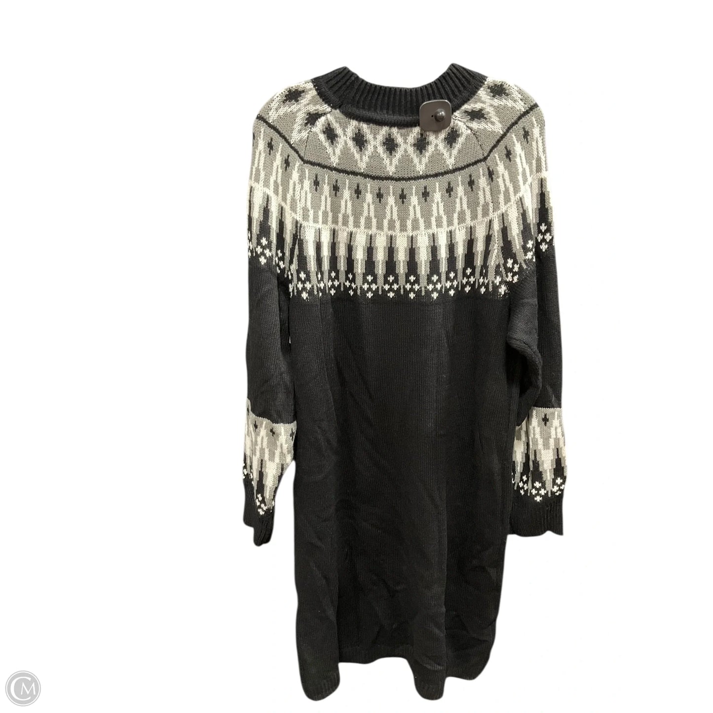 Dress Sweater By Clothes Mentor In Black & Grey, Size: 2x