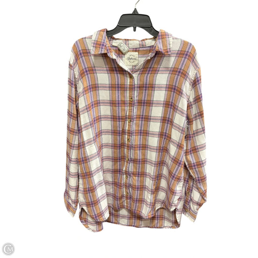Blouse Long Sleeve By Jachs Girlfirend In Purple & Tan, Size: Xxl