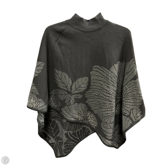 Poncho By Chicos In Black & Grey, Size: S