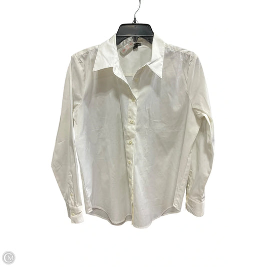 Blouse Long Sleeve By Ann Taylor In White, Size: M