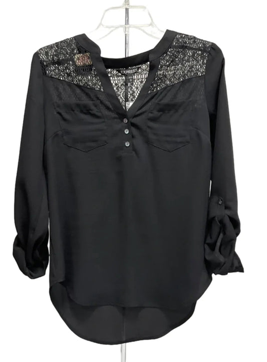 Top Long Sleeve By Express In Black, Size: Xs