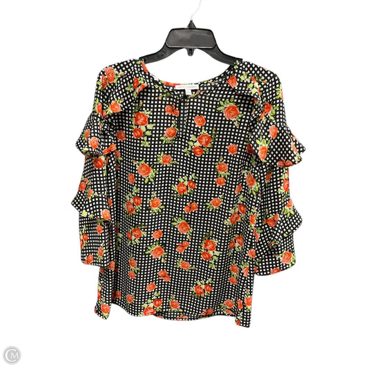 Top Long Sleeve By Notations In Black & Orange, Size: S