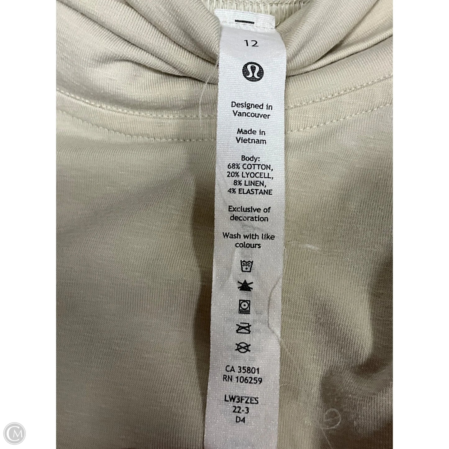 Athletic Top Short Sleeve By Lululemon In Beige, Size: 12