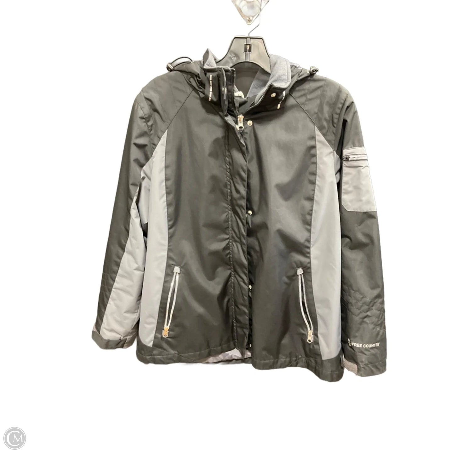 Jacket Puffer & Quilted By Free Country In Black & Grey, Size: Lp