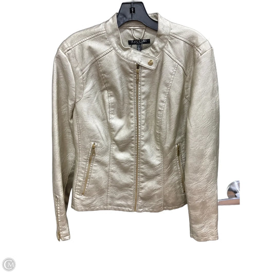 Jacket Moto By Baccini In Gold, Size: L