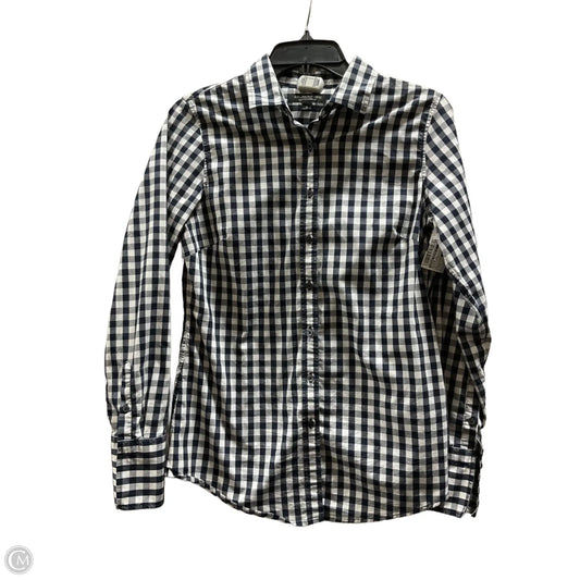 Blouse Long Sleeve By Banana Republic In Blue & White, Size: S