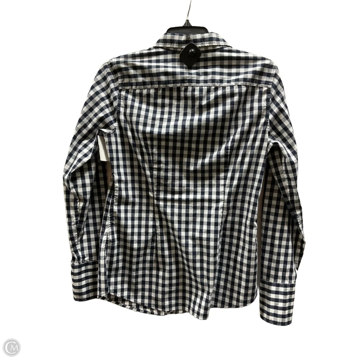 Blouse Long Sleeve By Banana Republic In Blue & White, Size: S