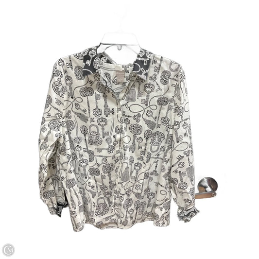 Blouse Long Sleeve By Chicos In Black & White, Size: Xl