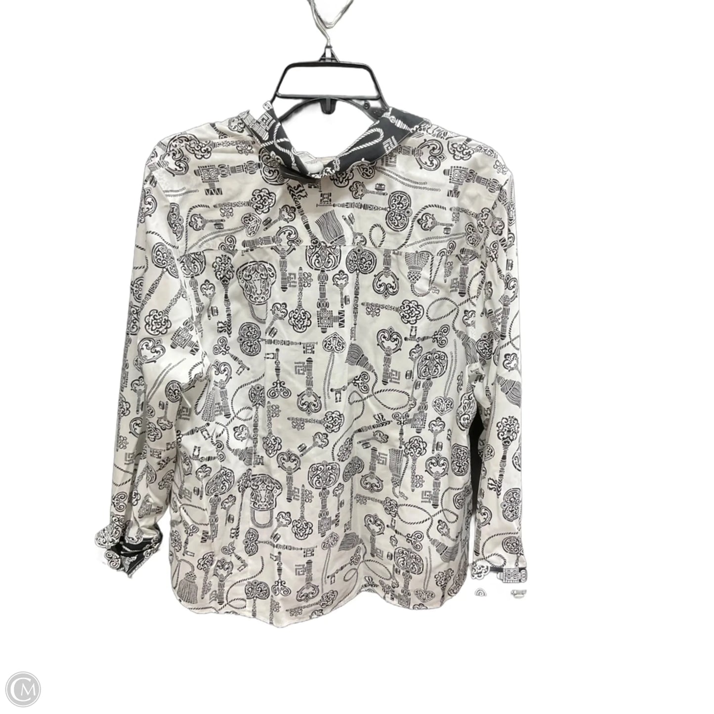 Blouse Long Sleeve By Chicos In Black & White, Size: Xl