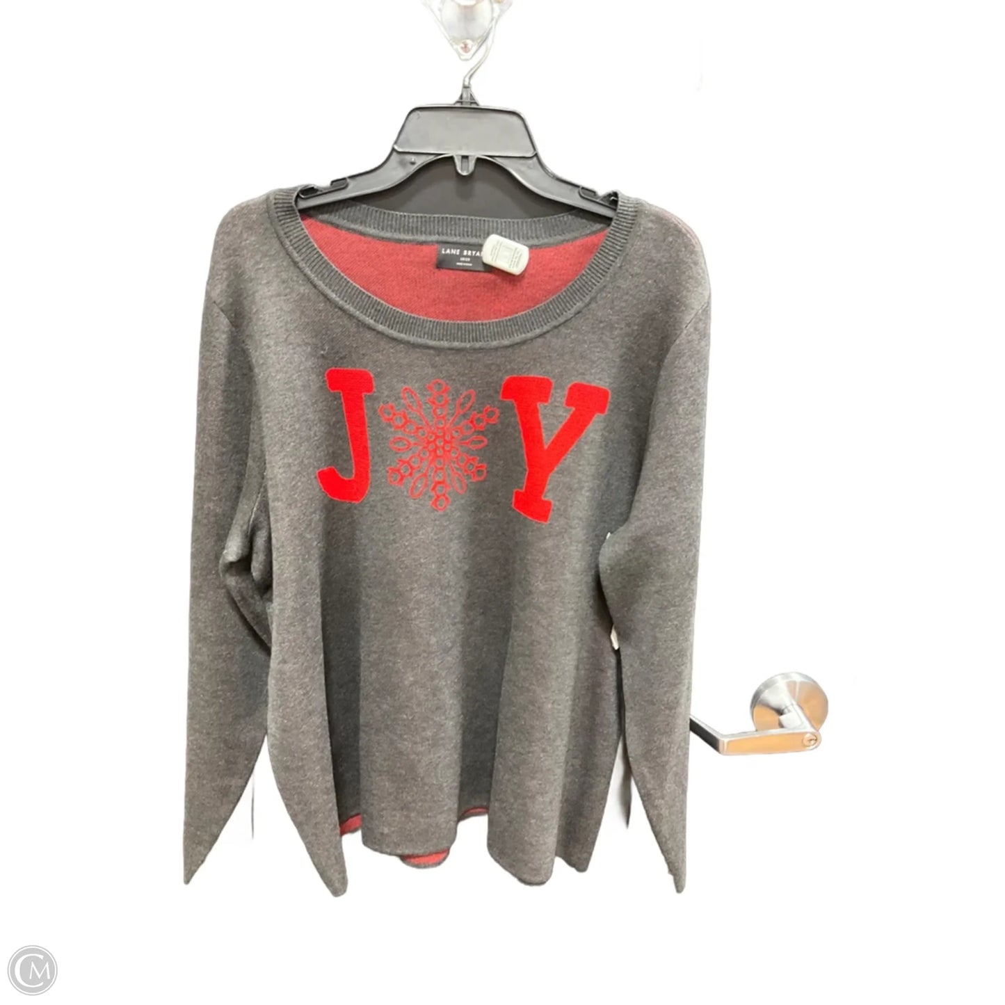 Top Long Sleeve By Lane Bryant In Grey & Red, Size: 2x